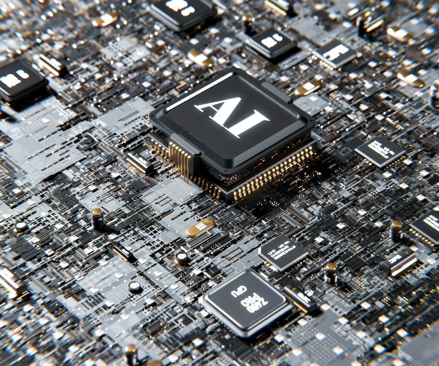 a computer chip with the letter a on top of it agents IA